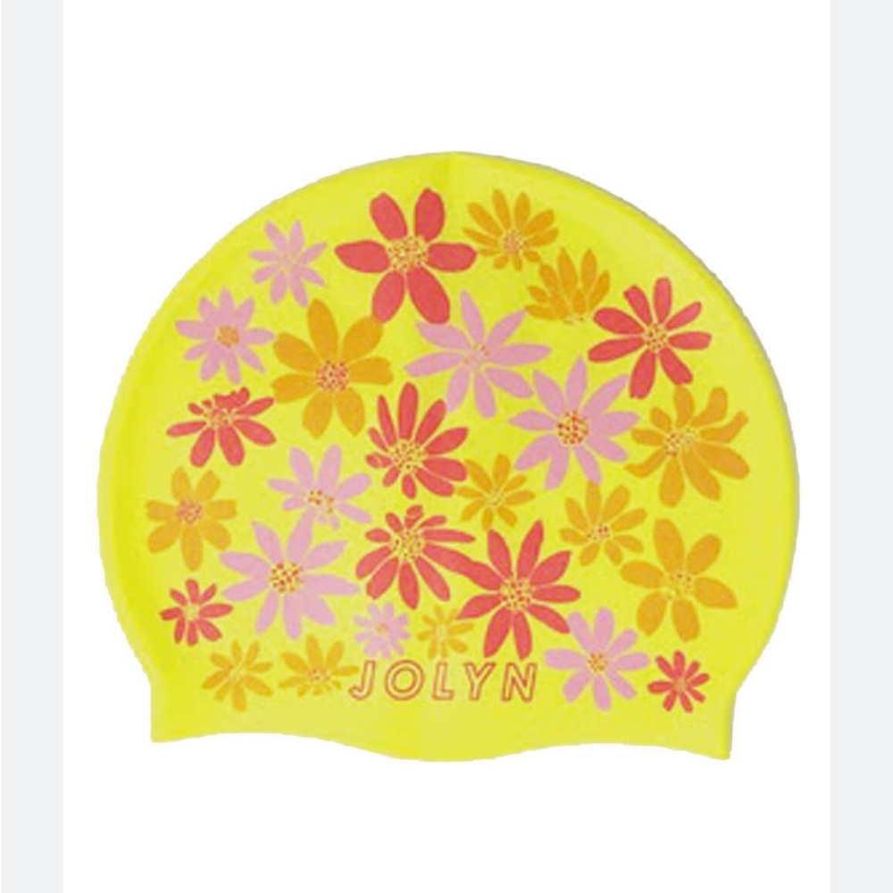 Jolyn Azalea Yellow Flower Silicone Swim Cap